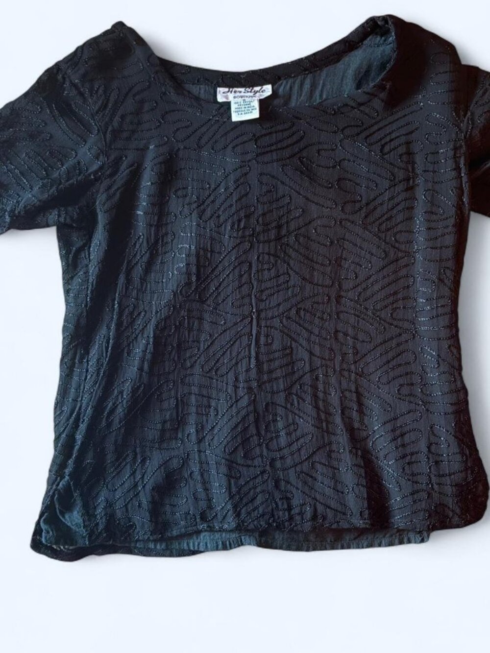 Black Her Style rayon blouse from 80’s or 90’s #rayon #witchy